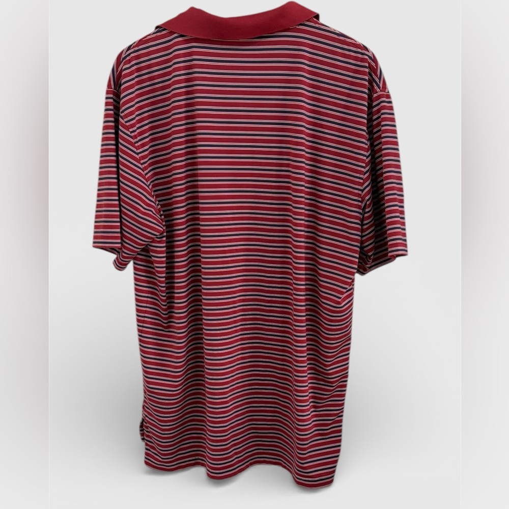 Peter Millar Summer Comfort Red Navy Striped Men's Polo Shirt - Picture 4 of 4